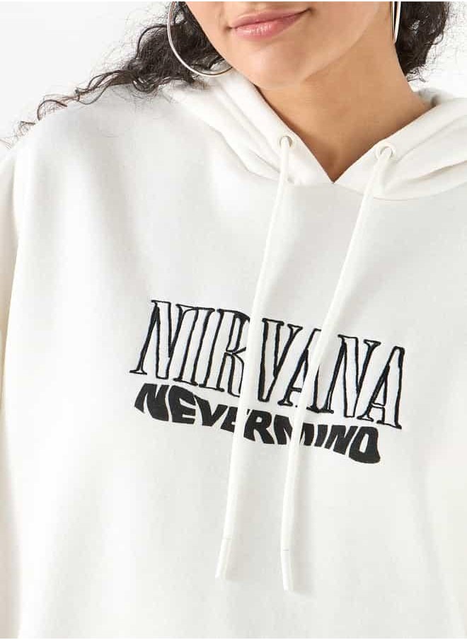 Nirvana Graphic Print Hoodie with Kangaroo Pocket