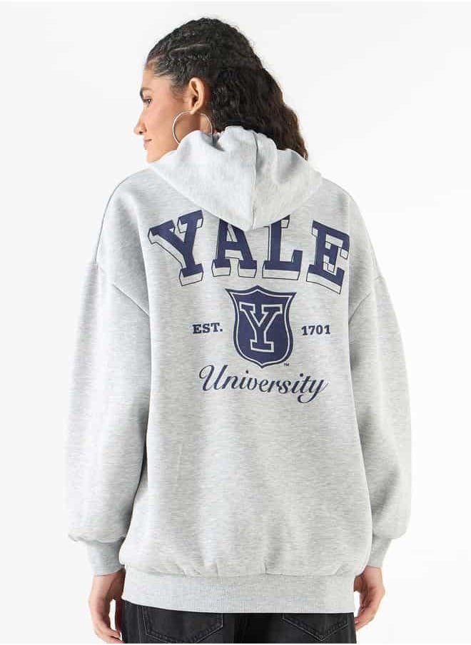 Yale Print Hoodie with Kangaroo Pocket