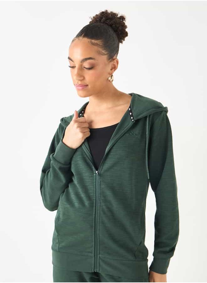 Kappa Logo Detail Zip Through Hoodie with Long Sleeves