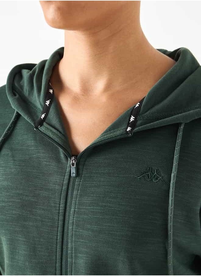 Kappa Logo Detail Zip Through Hoodie with Long Sleeves