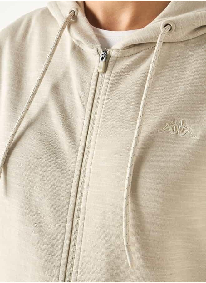 Kappa Logo Detail Zip Through Hoodie with Long Sleeves