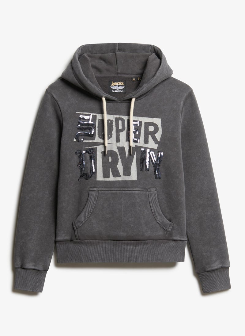 EMBELLISHED PUNK GRAPHIC HOOD