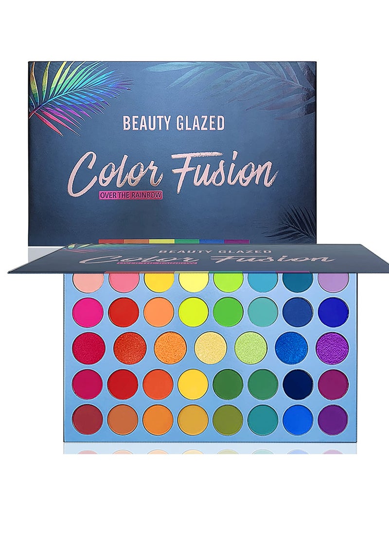 Color Fusion Eyeshadow Palette Halloween Highly Pigmented 39 Shades Matte and Shimmers Makeup Palette Blendable Waterproof Eye Shadow No Flaking Little Fall Out Stay Long Hard Smudge