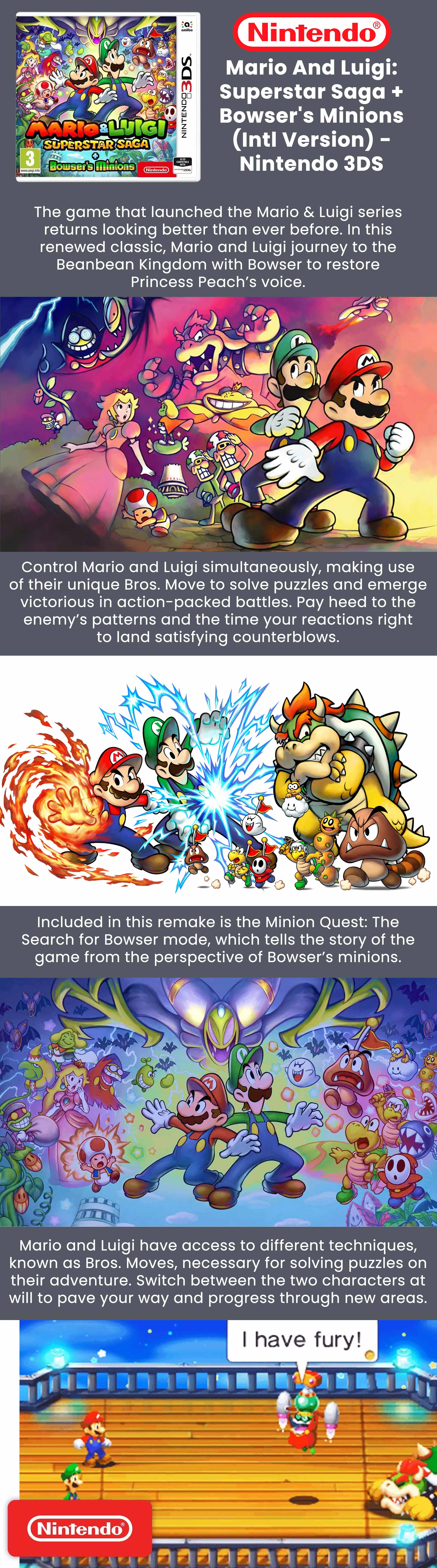 Mario And Luigi: Superstar Saga + Bowser's Minions (Intl Version) - Adventure - Nintendo 3DS