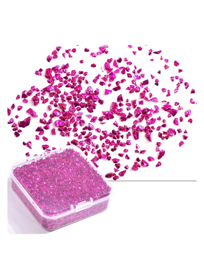 80G Crushed Glass Stone Resin Filling for DIY Epoxy Resin Mould Irregular Crystal Nail Art Decoration Jewelry Making Rose Red