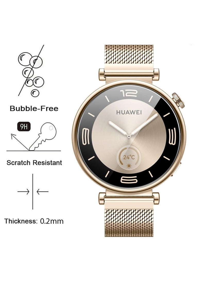 4Pack Screen Protector for Huawei Watch GT 4 41mm, Tempered Glass Film Guard Cover Genuine Glass One Push Super Easy Installation