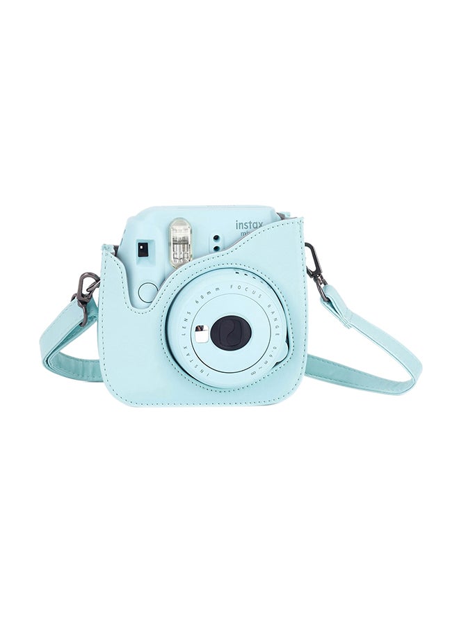 Instax Mini 9 Instant Film Camera Ice Blue With Leather Carry Case