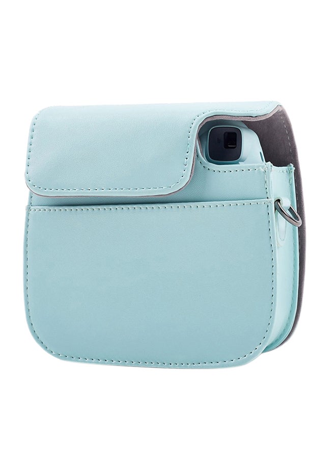 Instax Mini 9 Instant Film Camera Ice Blue With Leather Carry Case