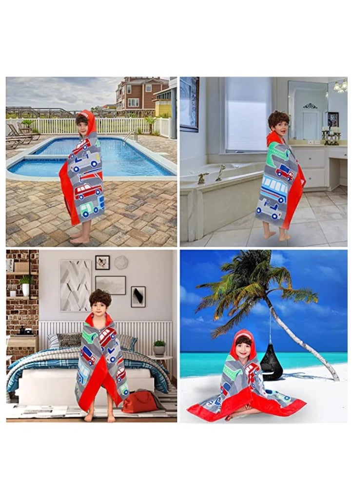 Beach Bath Towel with Hood for Kids Toddlers Boys Girls 3 to 12 Years, Oversize Extra Size 50