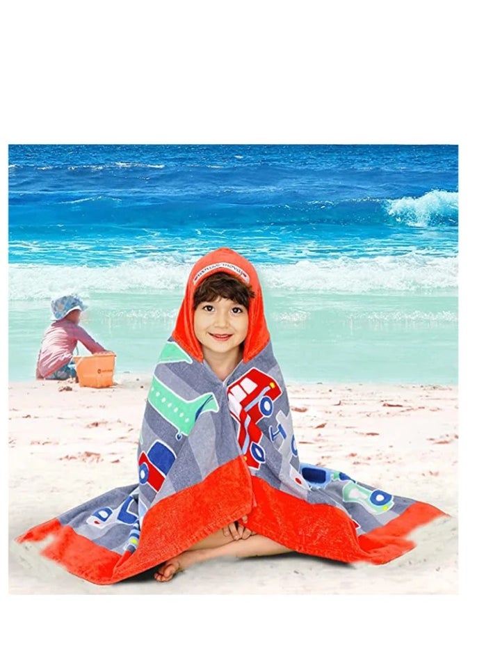 Beach Bath Towel with Hood for Kids Toddlers Boys Girls 3 to 12 Years, Oversize Extra Size 50