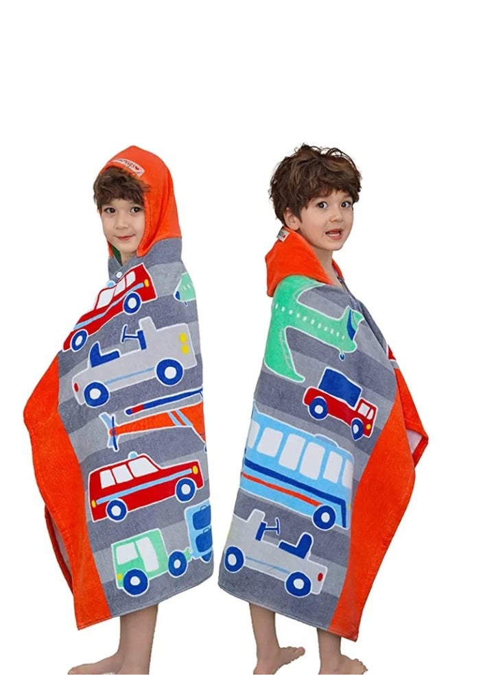 Beach Bath Towel with Hood for Kids Toddlers Boys Girls 3 to 12 Years, Oversize Extra Size 50