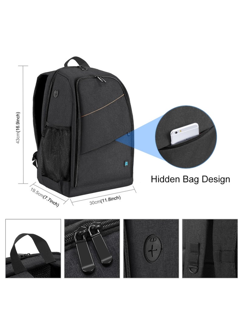 Waterproof  Camera Bag Case Travel DSLR Camera Backpack for SLR DSLR, Lenses, Accessories  Backpack Laptop Tablet Backpack Compatible for Sony/Canon/Nikon Camera and Lens Tripod Accessories