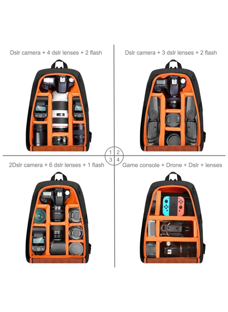Waterproof  Camera Bag Case Travel DSLR Camera Backpack for SLR DSLR, Lenses, Accessories  Backpack Laptop Tablet Backpack Compatible for Sony/Canon/Nikon Camera and Lens Tripod Accessories