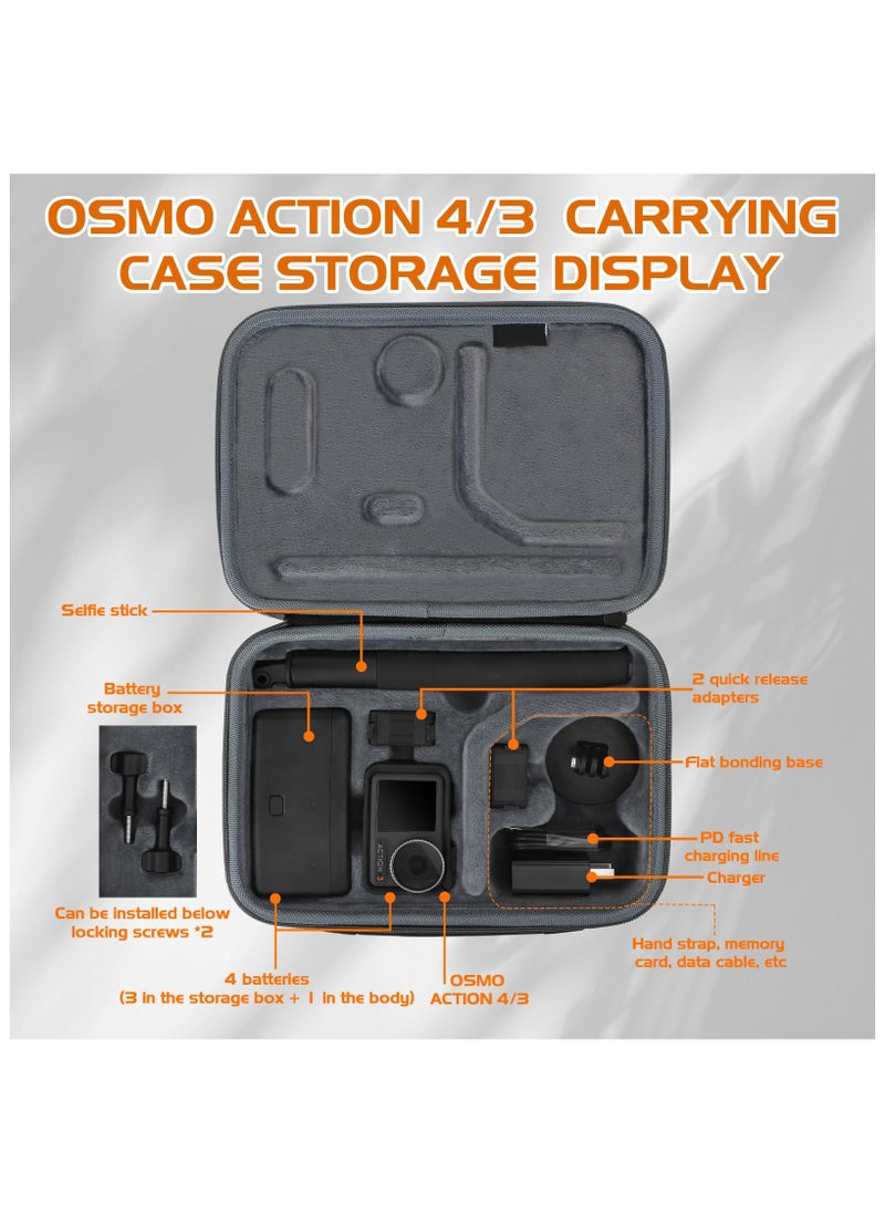 Carrying Case Fits for DJI Osmo Action 4 / Action 3, Hard Case Portable Storage Bag Travel Carry Case Protective Case Compatible with DJI OSMO Action 4/3 Adventure Combo Accessories