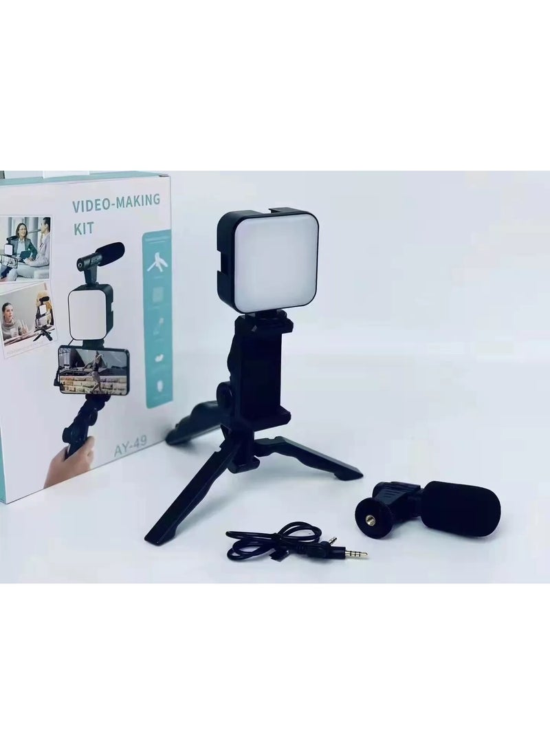 Smartphone Vlogging Kit With Tripod Stand Black