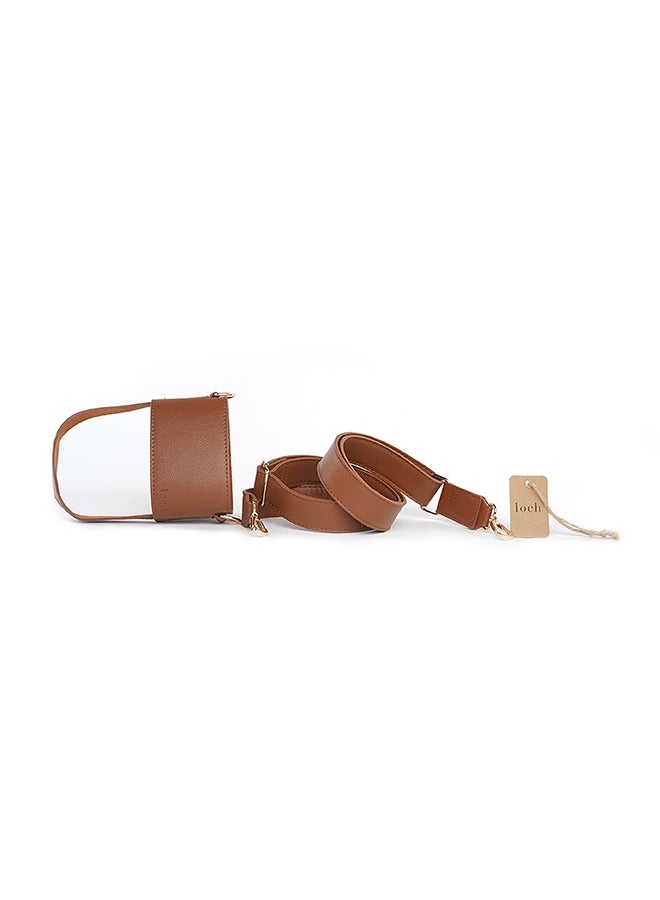 Loch Water Bottle Brown Strap - Gold Metal 650ml