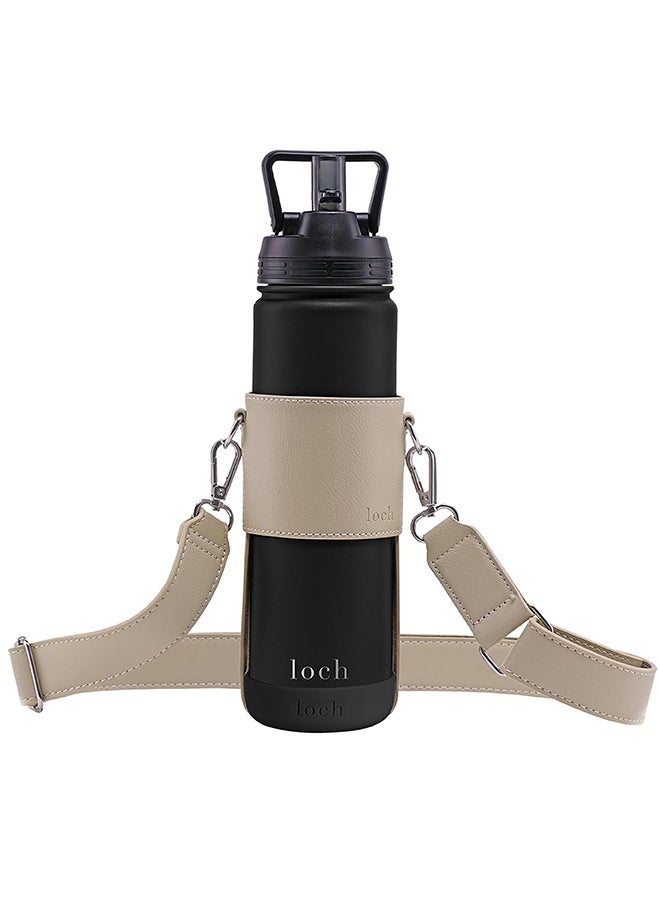 Loch Water Bottle Clay Strap - Silver Metal 650ml