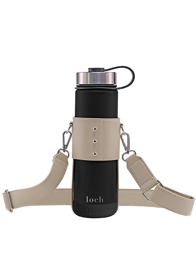 Loch Water Bottle Clay Strap - Silver Metal 650ml