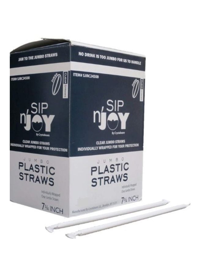 500-Piece Sip N Joy Plastic Straws Clear 7.75inch