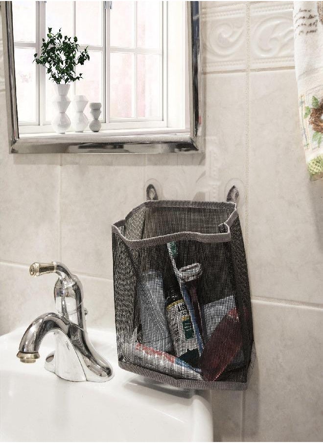 DII Bathroom Mesh Caddy Suction Organizer, Small Set, Gray 2 Piece