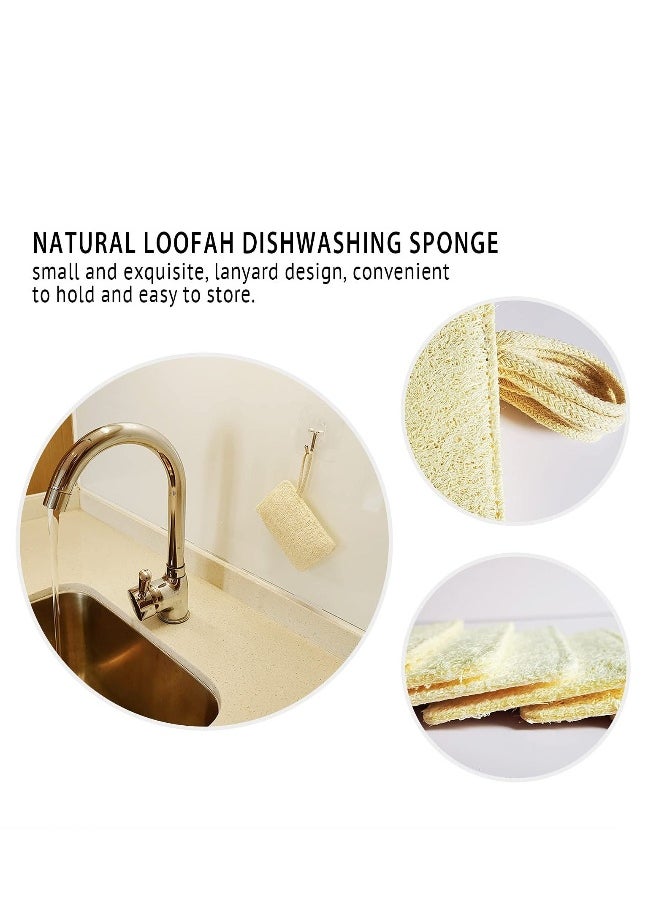 Natural Loofah Kitchen Dish Sponges Scrubber, Non-Scratch Scrub Cleaning Sponge, Green Eco-Friendly Plant Fiber Biodegradable Loofah Sponges, Quick Oil Removal, Not Hurt Hands (6 Pack)