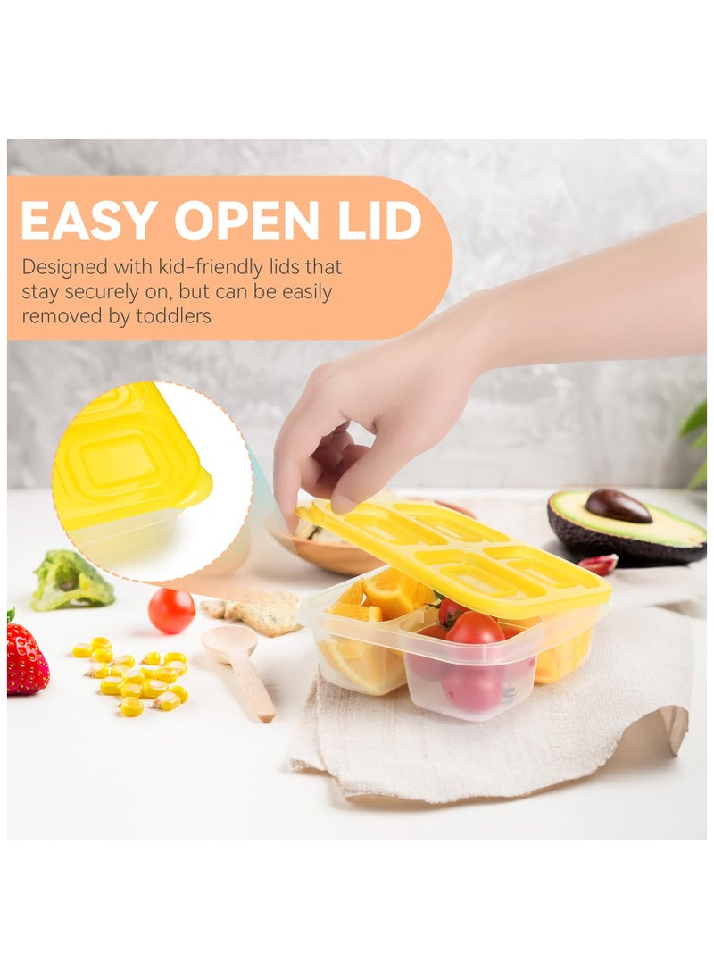 Bento Snack Boxes - Reusable 4-Compartment Food Containers with Transparent Lids, Bento Box Lunch Containers for Kids Adults School Work Picnic - Freezer, & Dishwasher Safe (Classic Color Set of 5)