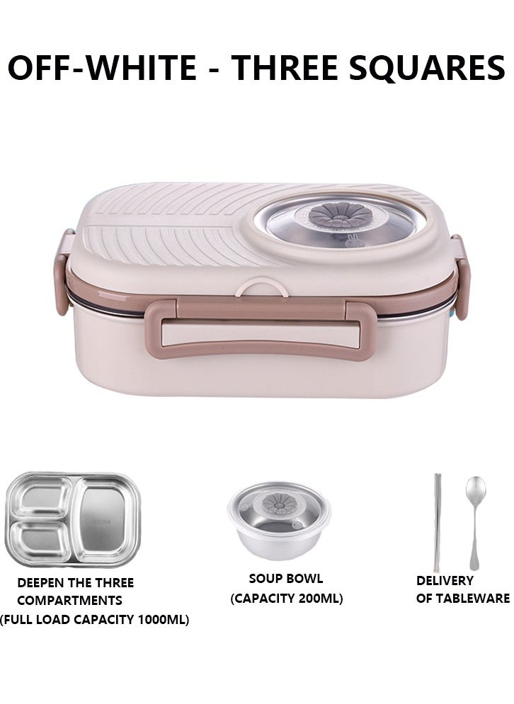 304 stainless steel insulated lunch box, bento box with compartments, portable meal box set, including tools and soup bowls