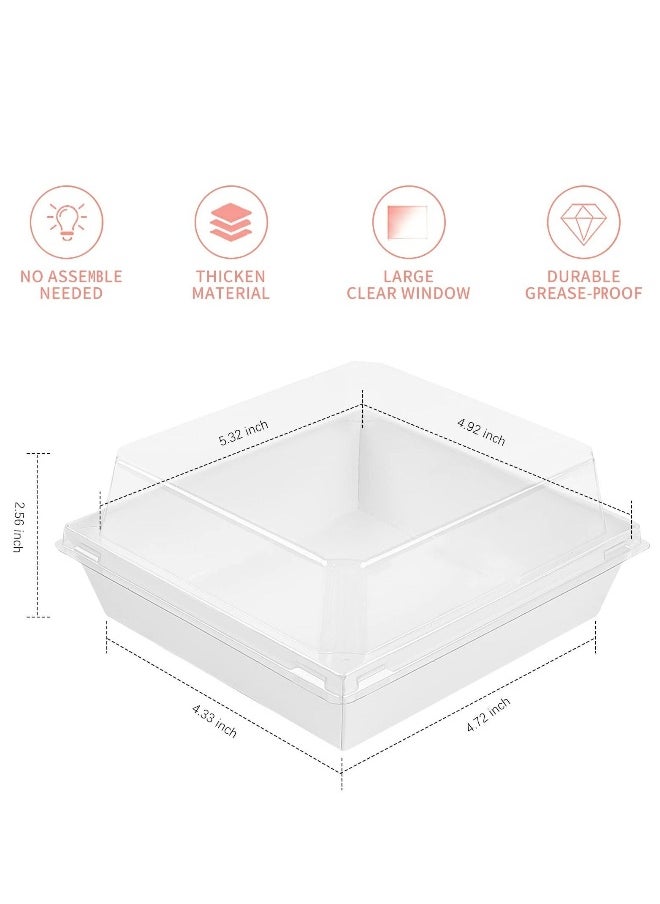 50 Pack Paper Charcuterie Boxes with Clear Secure Lids Clear Plastic Cheesecake Containers Individual Disposable Triangle Cake Boxes for Pie Slice Cheesecake Dessert