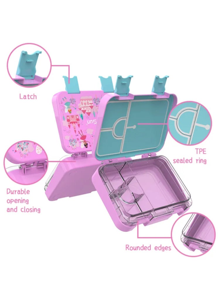 Lunch Box for Kids | Back-to-School Essential | 4 Compartments, Leak-Proof, BPA-Free | Freezer, Microwave & Dishwasher Safe (PINK)