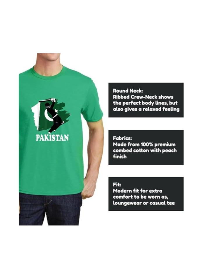 Pakistan Men’s T-Shirt,Scarf&Large Flag(90cm x 150cm)–Half Sleeve Tshirt|Cotton Ideal Combo For Sports Fans,Matches,Events.