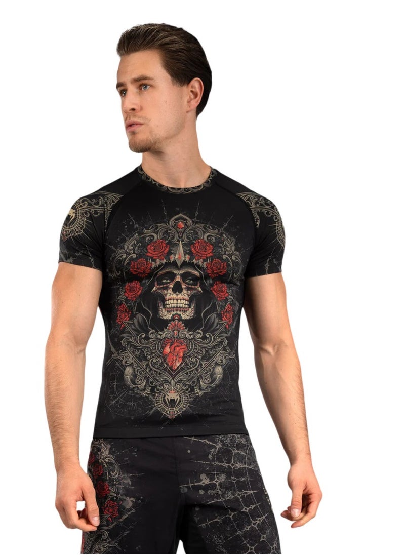 VENUM SANTA MUERTE 5.0 RASHGUARD SHORT SLEEVE DEEP BLACK/GOLD