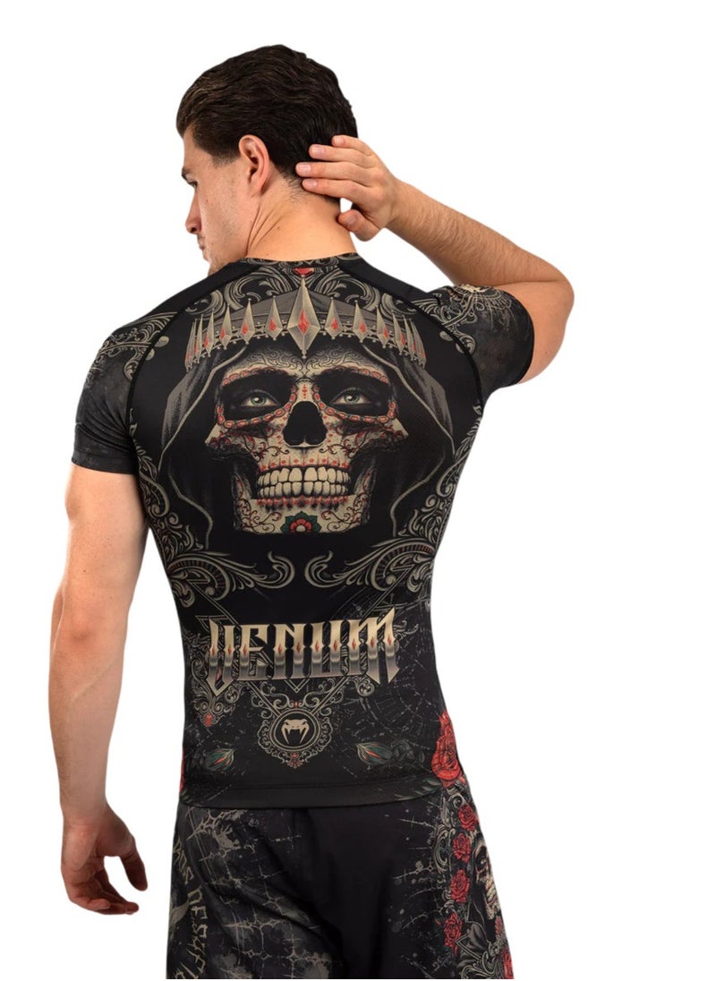 VENUM SANTA MUERTE 5.0 RASHGUARD SHORT SLEEVE DEEP BLACK/GOLD