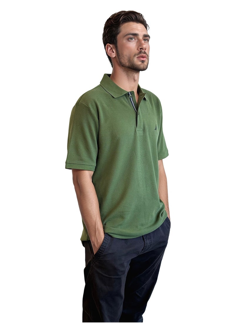 Men's Sage Green Short Sleeve Polo Shirt, Stylish Lightweight Summer Style