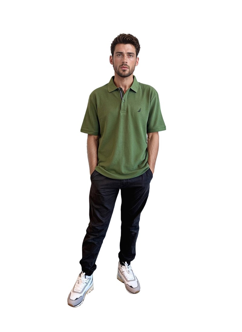 Men's Sage Green Short Sleeve Polo Shirt, Stylish Lightweight Summer Style