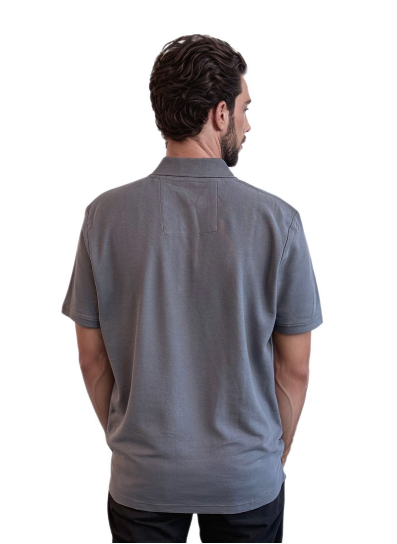 Men's Grey Short Sleeve Polo Shirt, Stylish Lightweight Summer Style