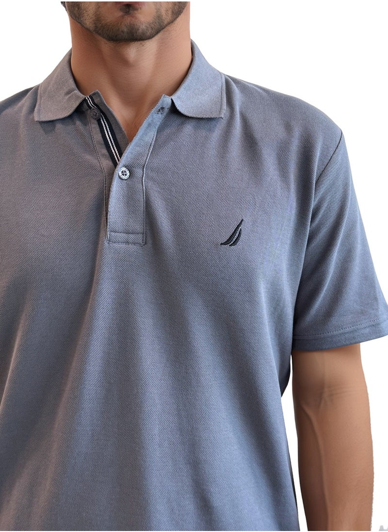 Men's Grey Short Sleeve Polo Shirt, Stylish Lightweight Summer Style