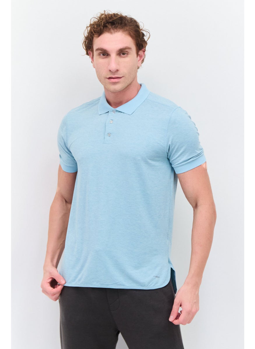 Men Sportswear Fit Short Sleeves Training Polo Shirt, Sky Blue