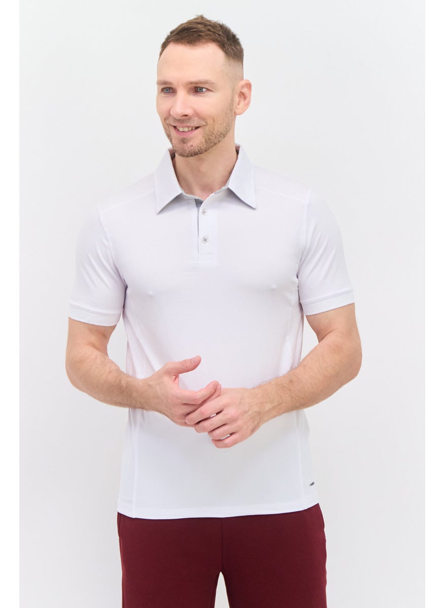 Men Sportswear Fit Short Sleeve Tennis Polo Shirt, White