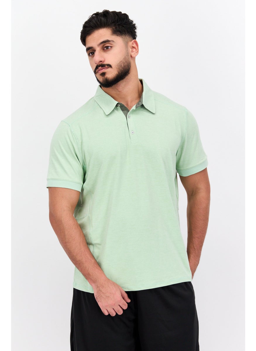 Men Sportswear Fit Short Sleeve Tennis Polo Shirt, Light Sage Green