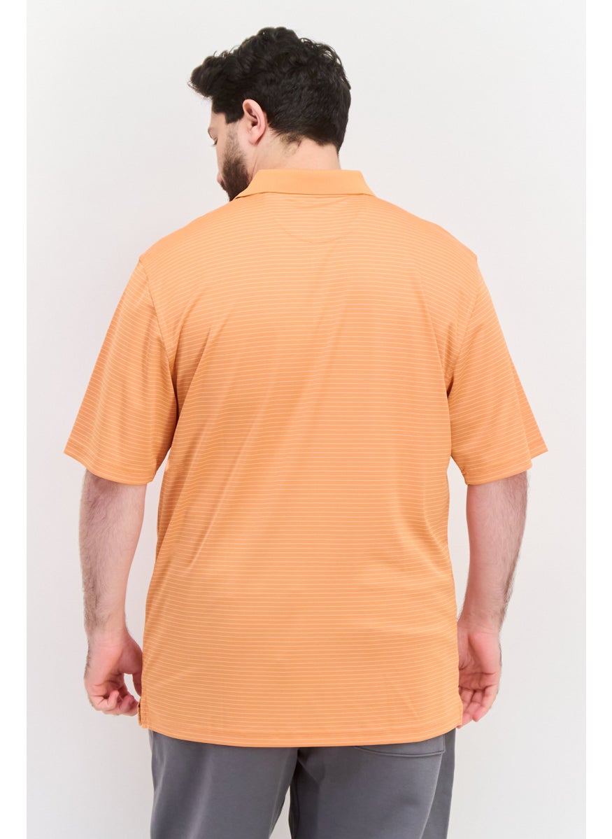 Men Sportswear Fit Training Stripe Polo Shirt, Orange