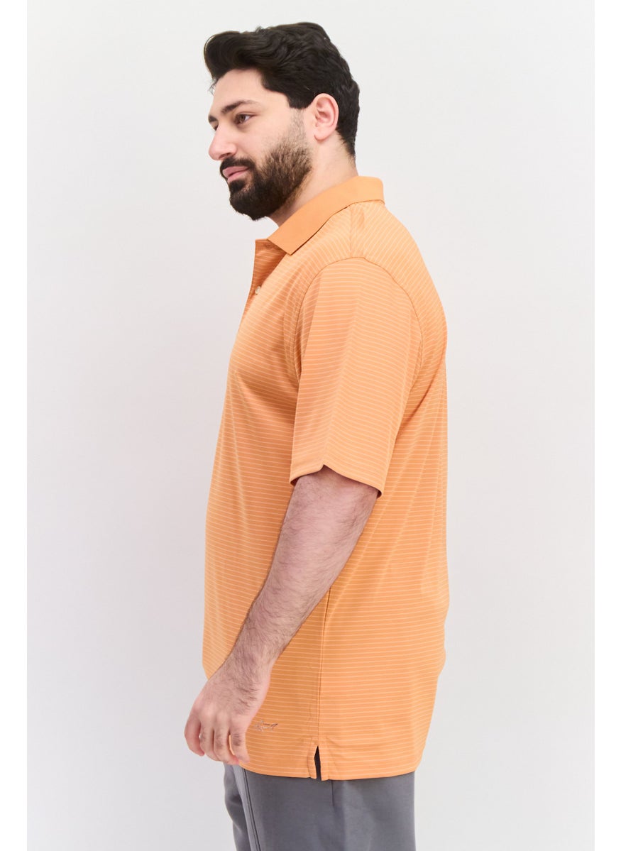 Men Sportswear Fit Training Stripe Polo Shirt, Orange