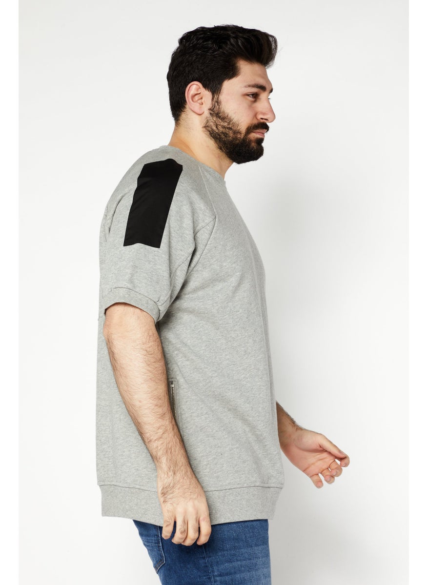 Men Crew Neck Short Sleeve Heather T-Shirt, Grey