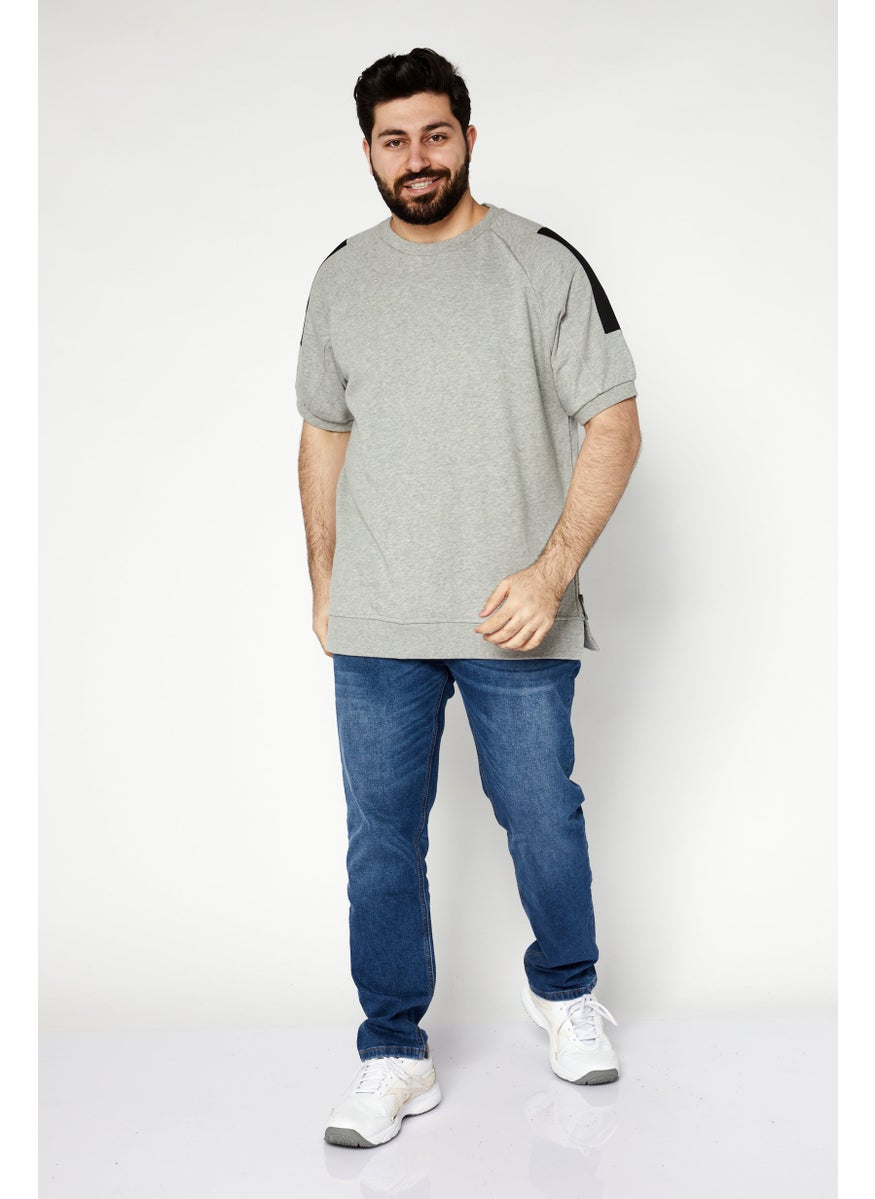 Men Crew Neck Short Sleeve Heather T-Shirt, Grey