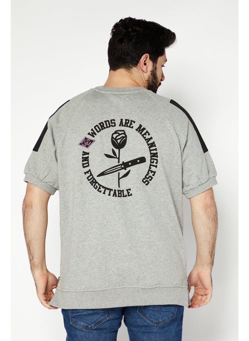 Men Crew Neck Short Sleeve Heather T-Shirt, Grey