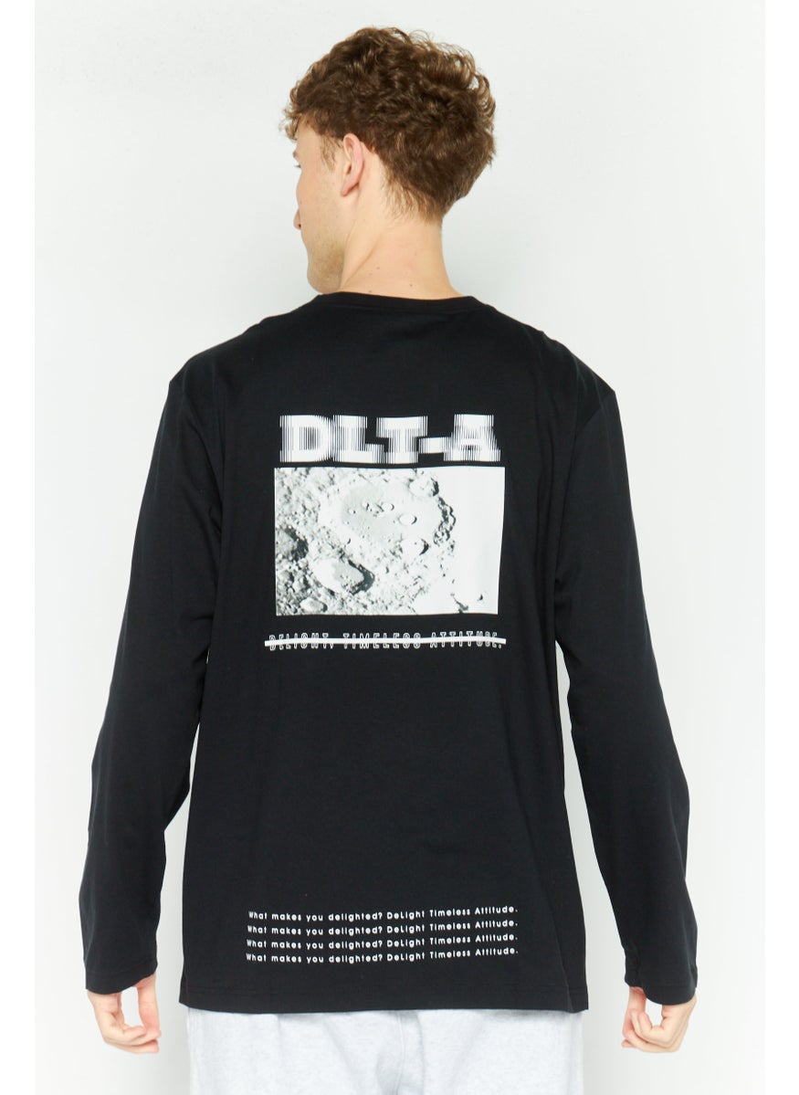 Men Sportswear Fit Long Sleeve T Shirt, Black