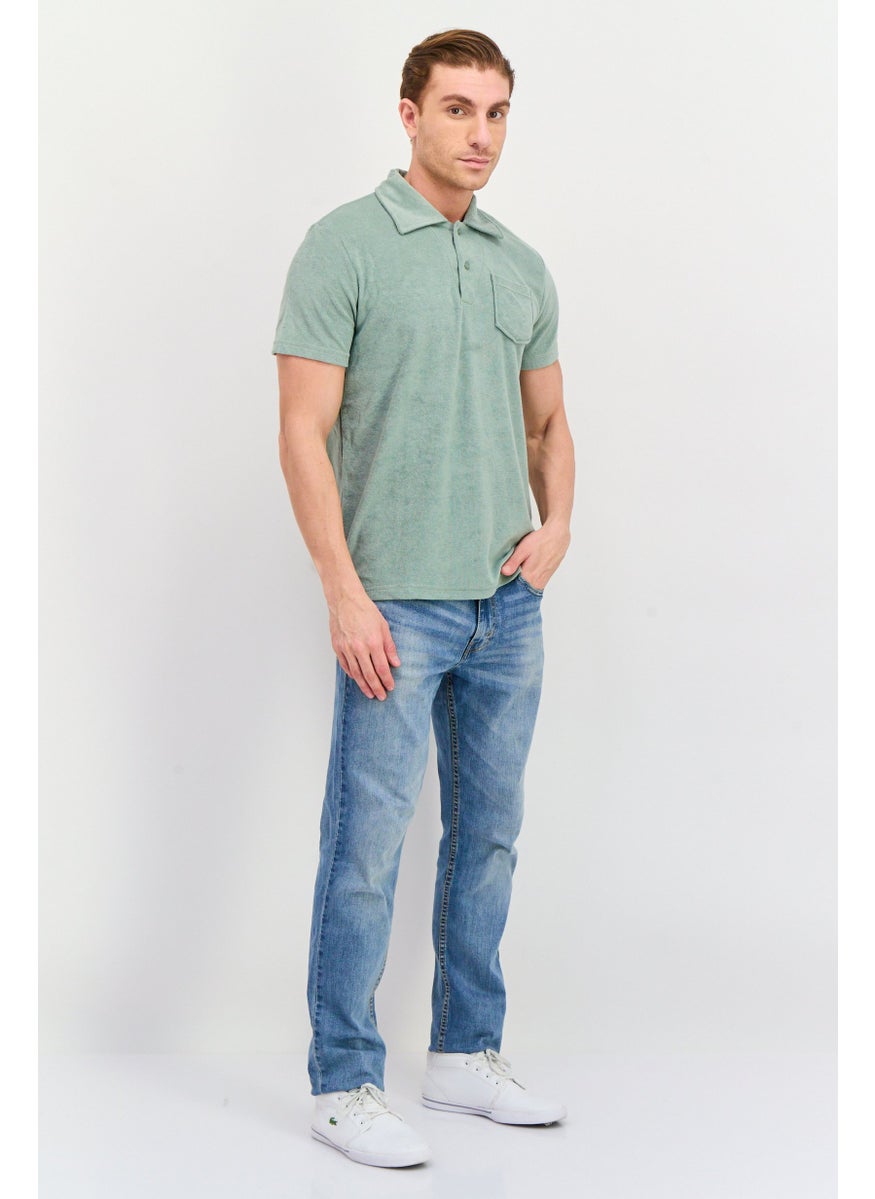 Men Regular Fit Solid Short Sleeve Polo Shirt, Sage