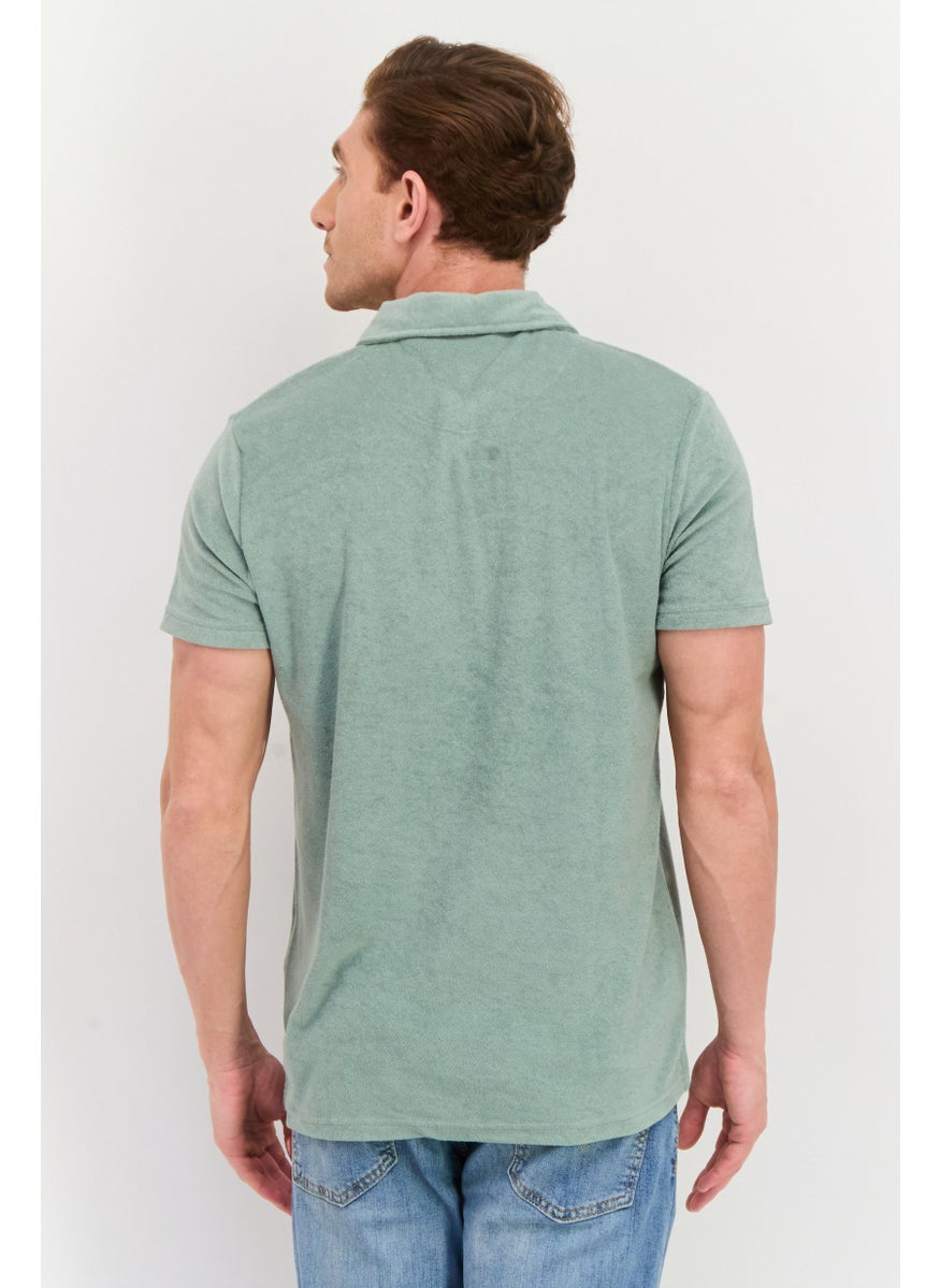 Men Regular Fit Solid Short Sleeve Polo Shirt, Sage