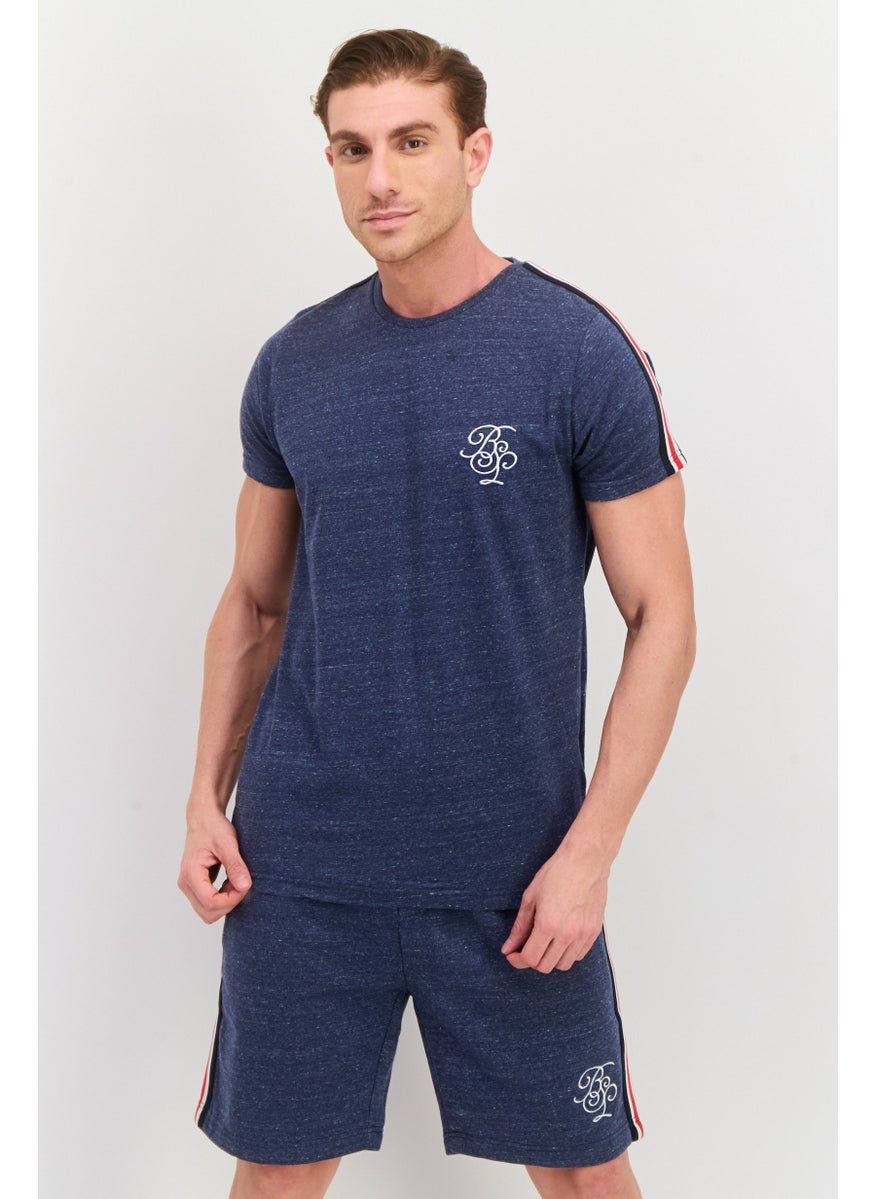 Men 2 Pieces Brand Logo T-Shirt And Short Set, Blue Combo