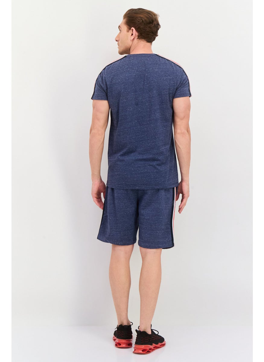 Men 2 Pieces Brand Logo T-Shirt And Short Set, Blue Combo