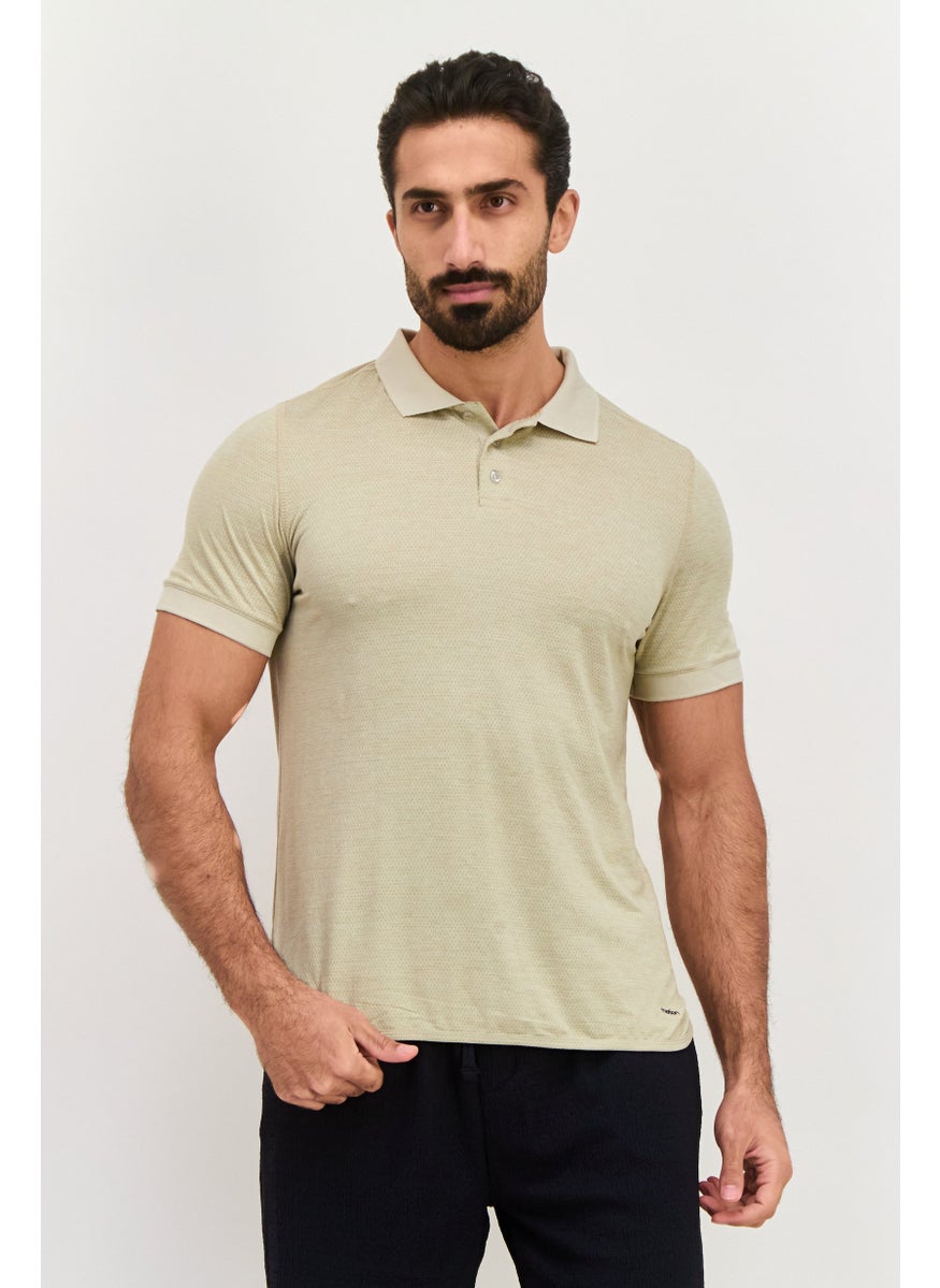 Men Sportswear Fit Short Sleeve Tennis Polo Shirt, Khaki